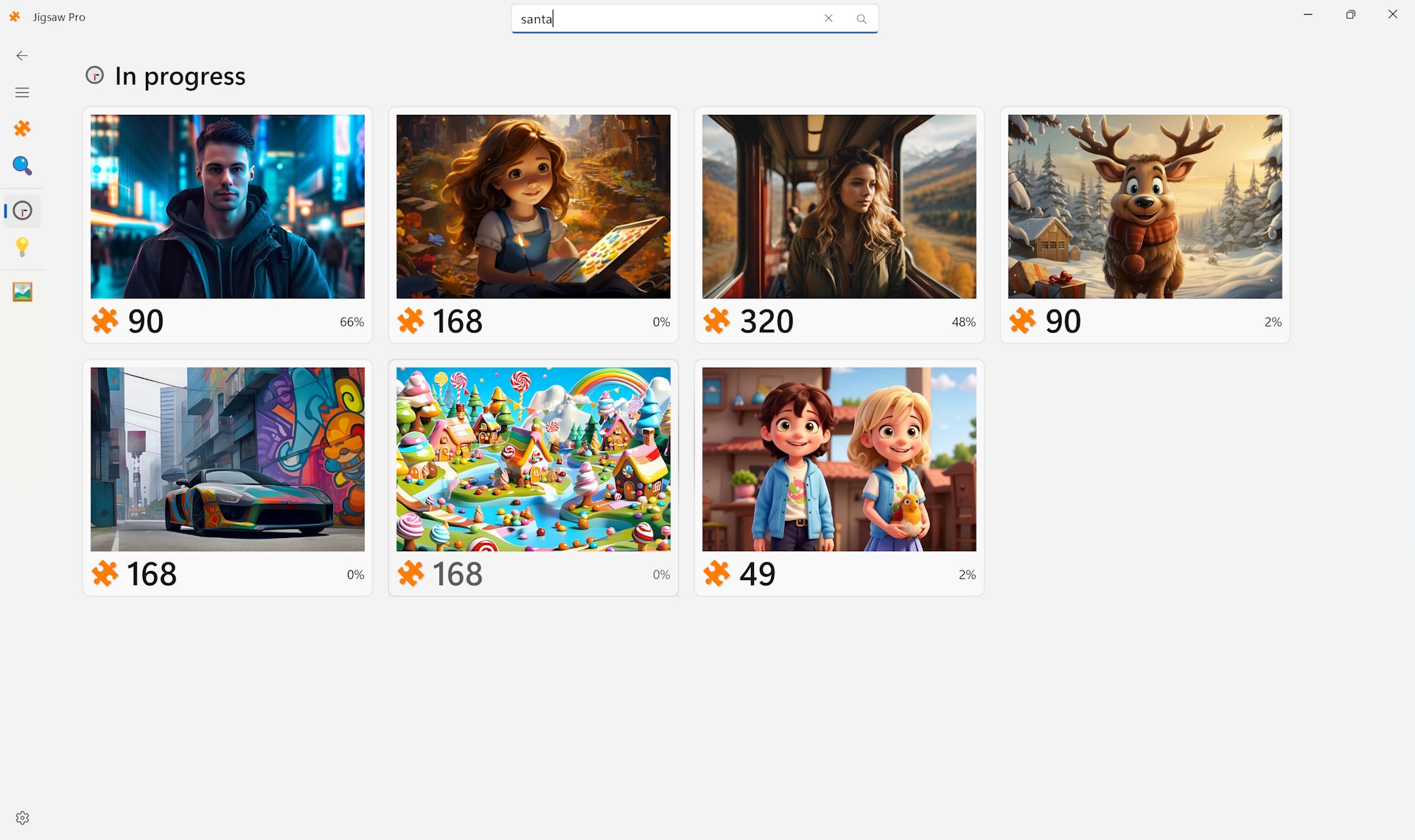 Continue playing a puzzle which you haven't completed yet.