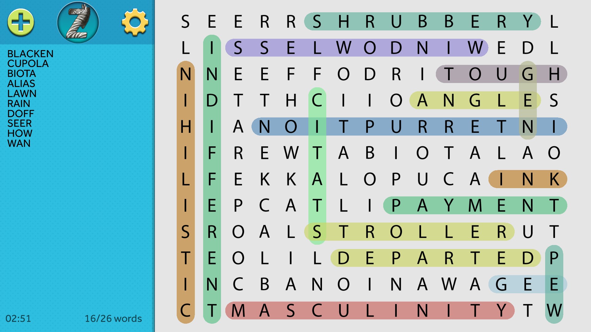 Dynamically generated game boards, you will never get the same board twice.