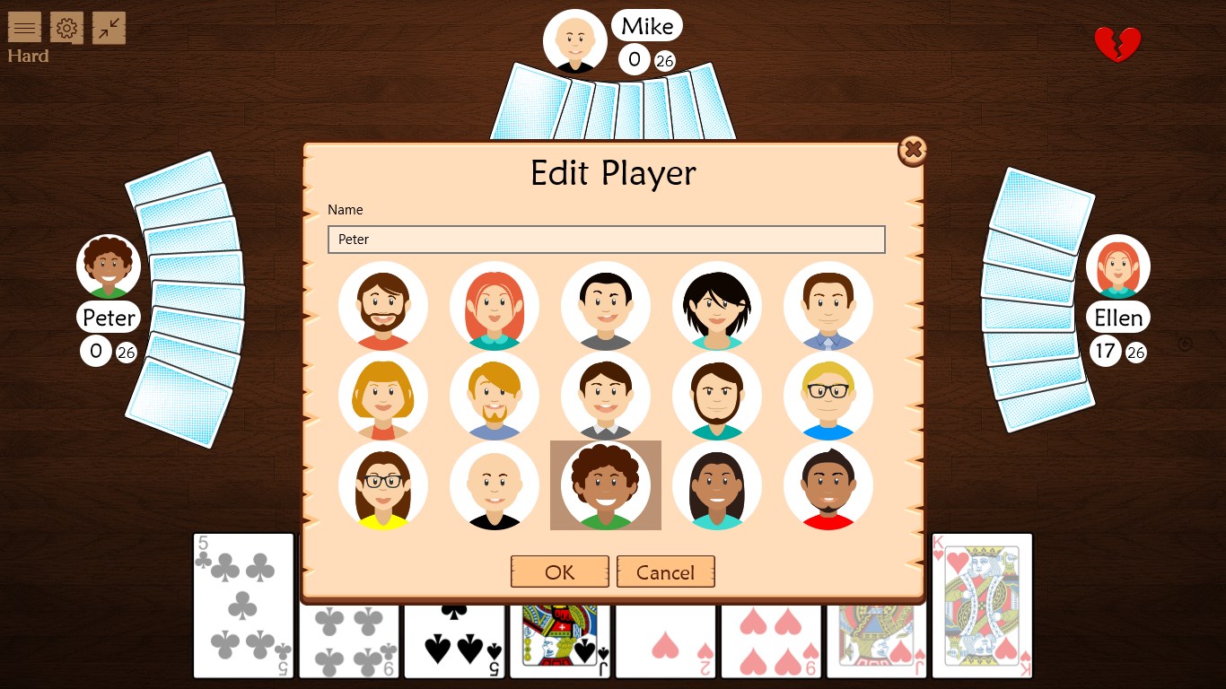 Customize the players: set the name and pick an avatar