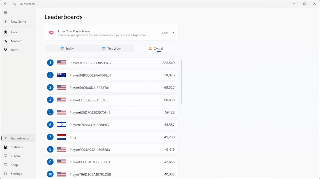Leaderboards: Today, This Week, Overall