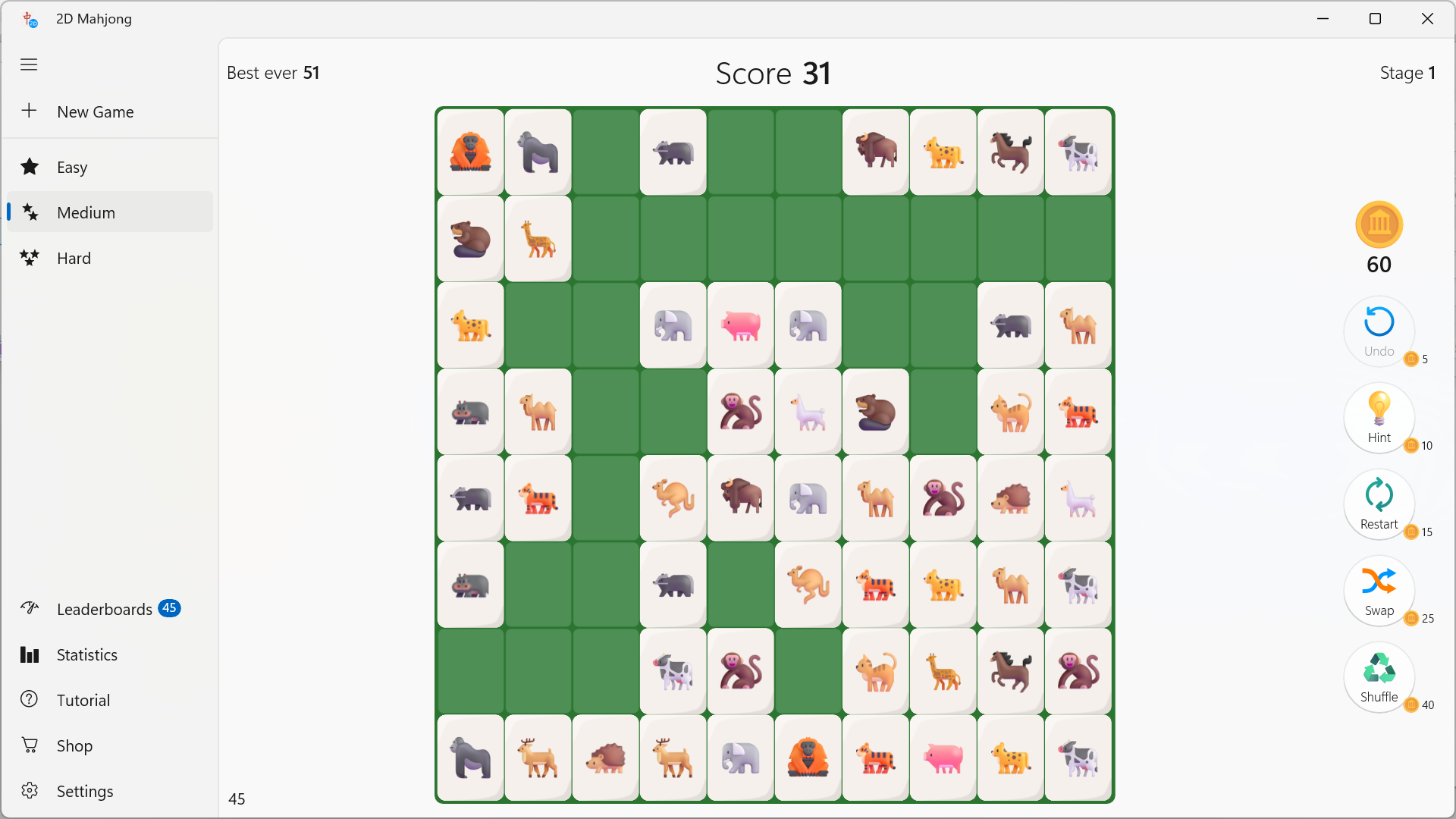 Playing using the animal icon set