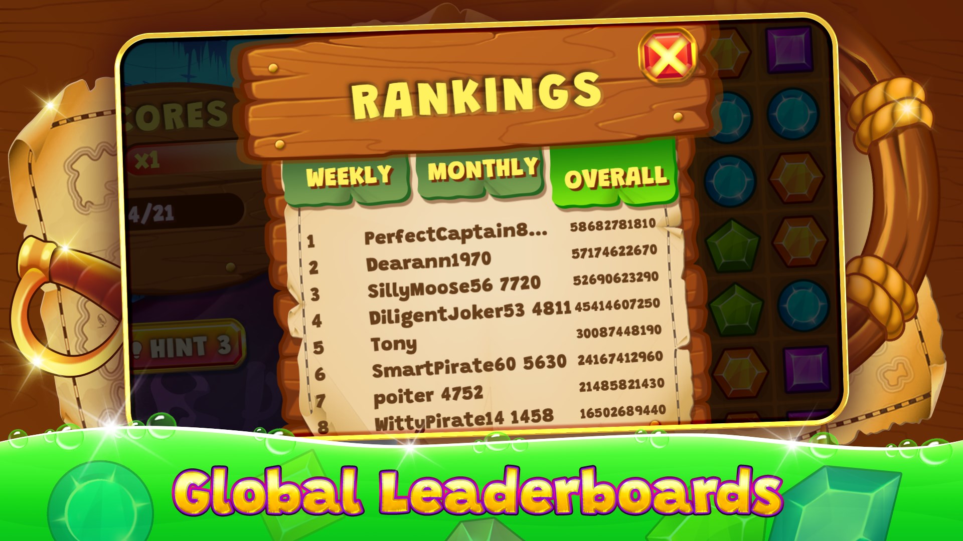 Compare your scores on the weekly, monthly, and all-time global leaderboards.