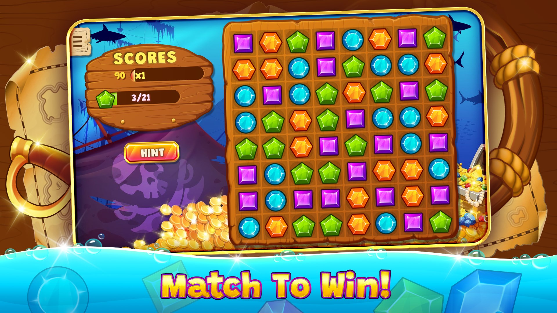 Match three or more identical gems in a row or column.