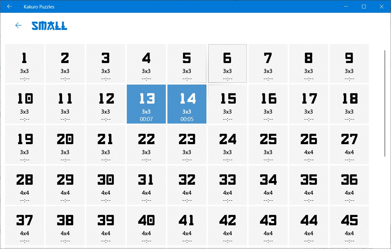 Select puzzle page