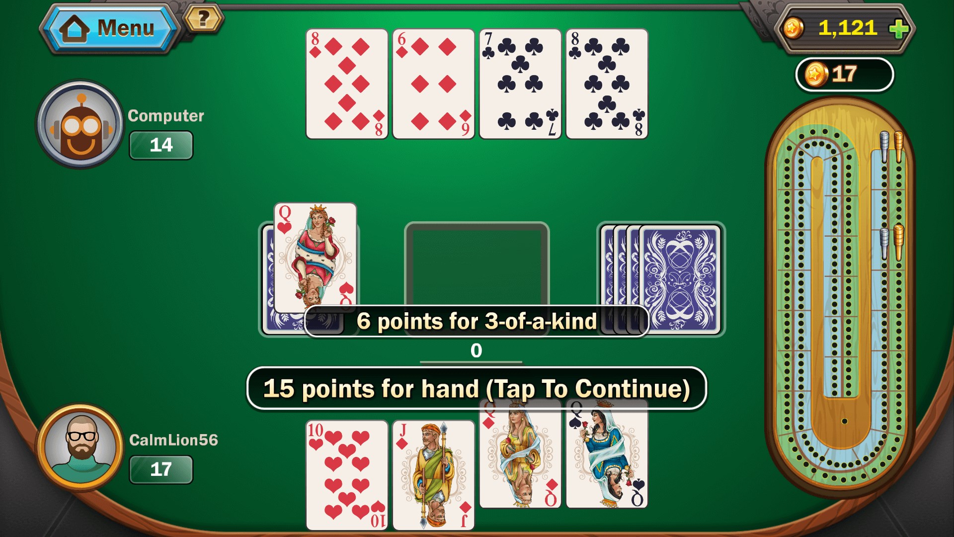 Count your points on the peg board.