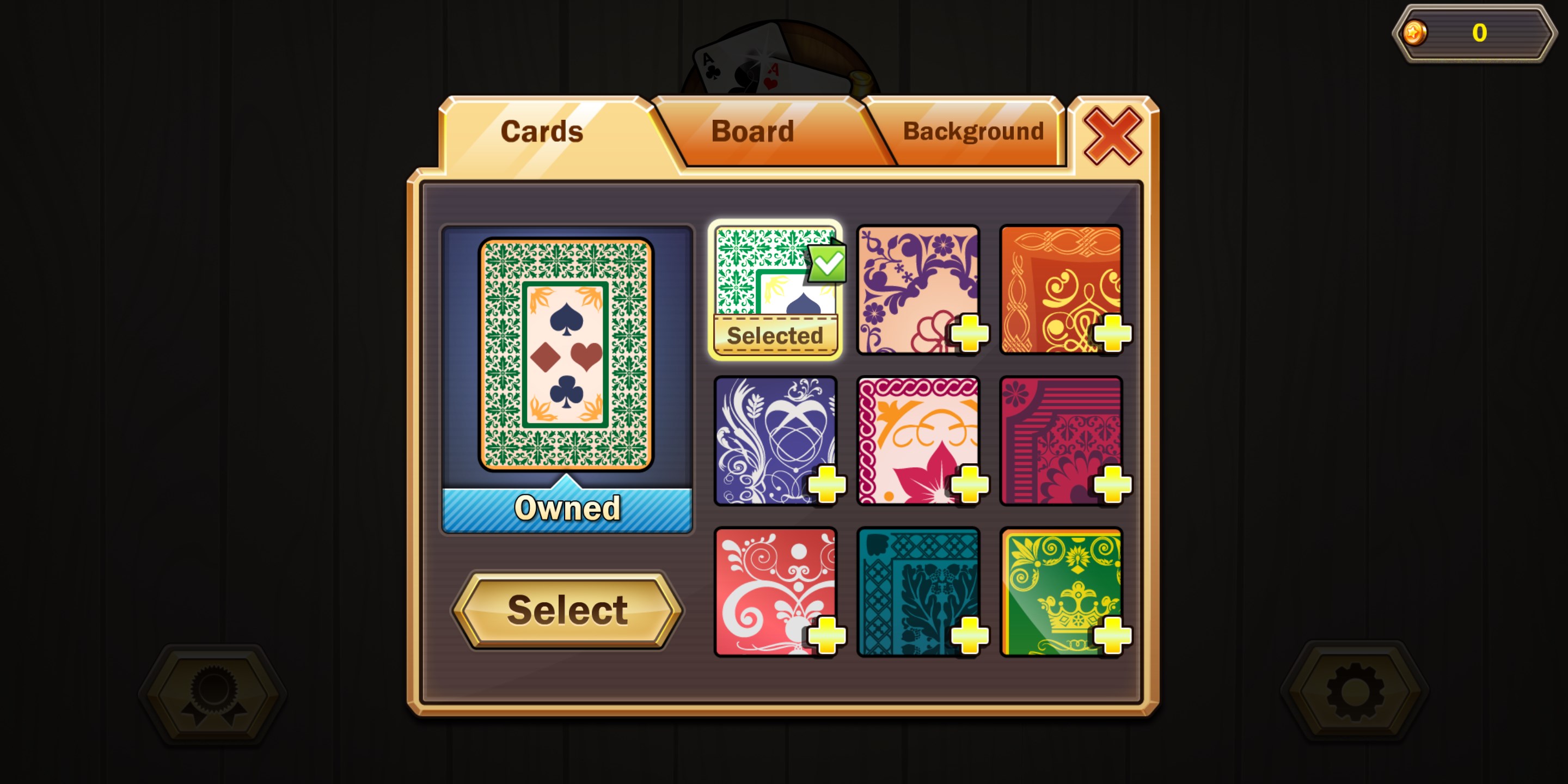 Custom game themes and card backs.