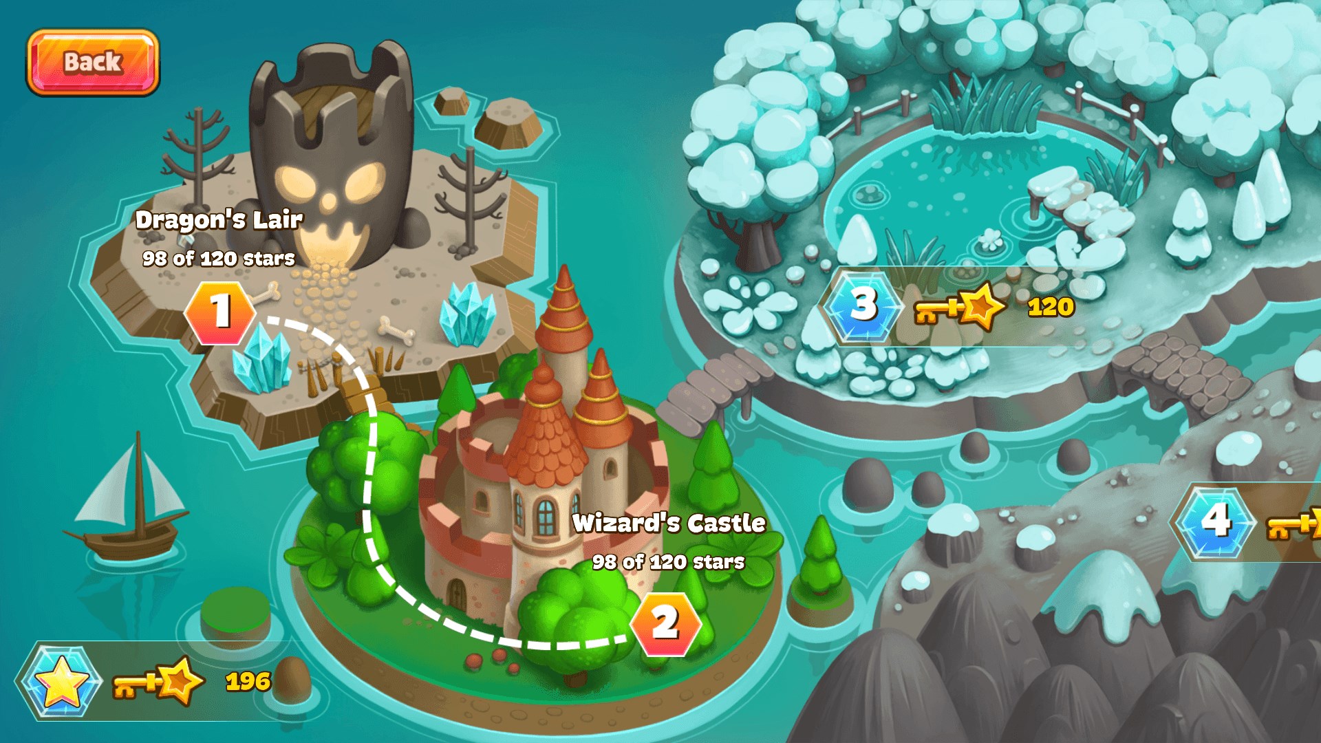 6 worlds with 220 levels.