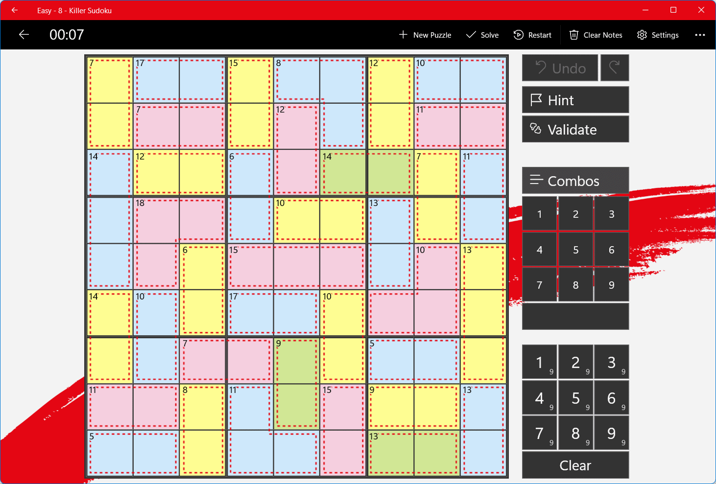 Killer Sudoku's start empty and has Cages with the sum of all cells.