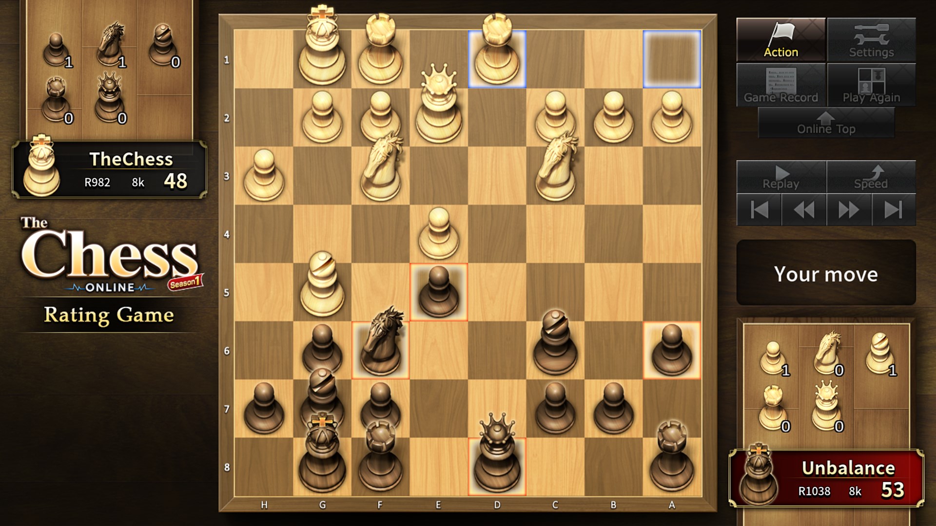 Online game screen