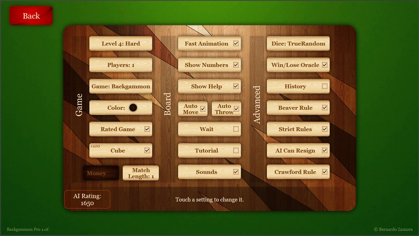 Many different options and settings