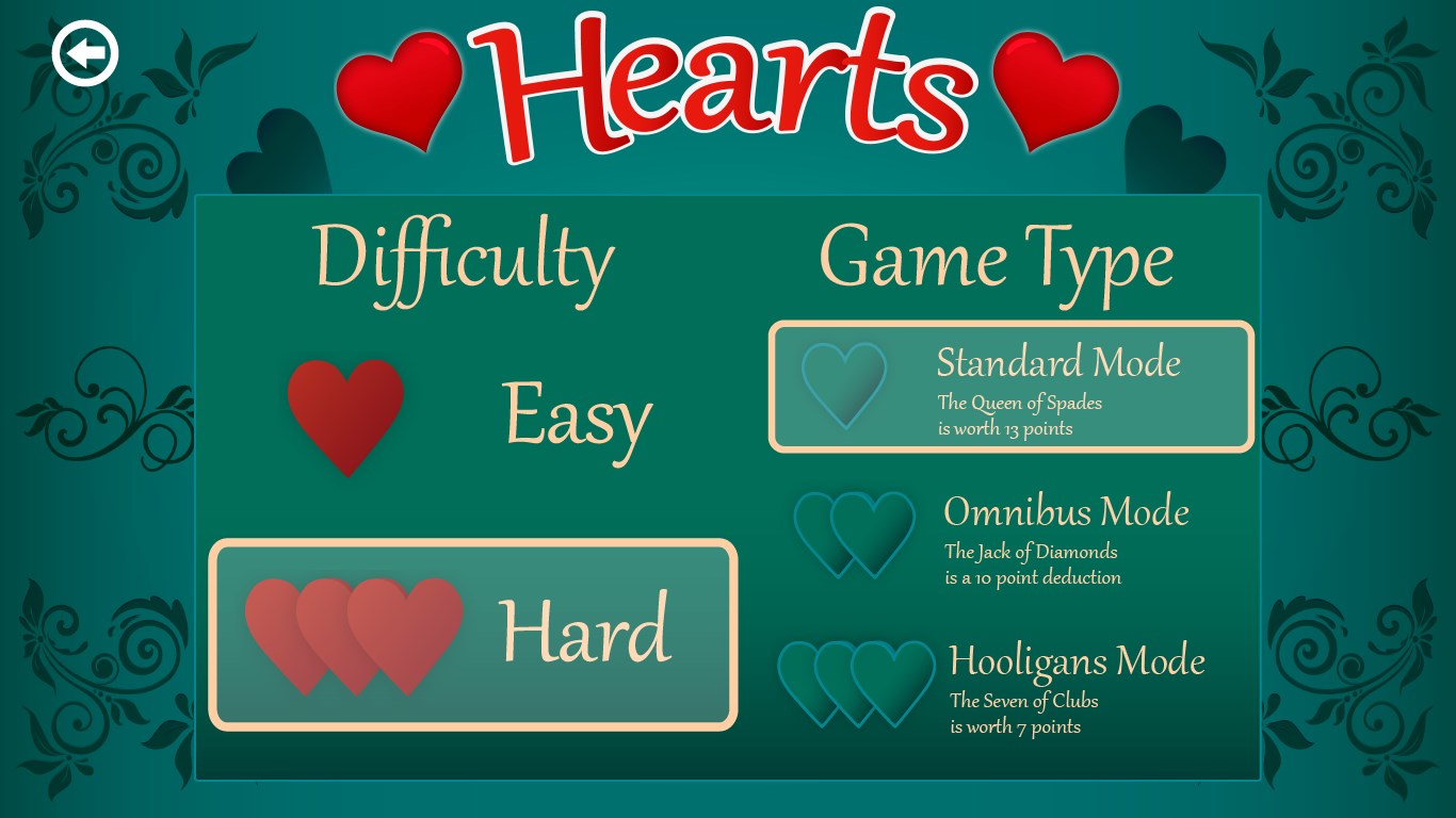 Select from two difficulty settings and three game modes.