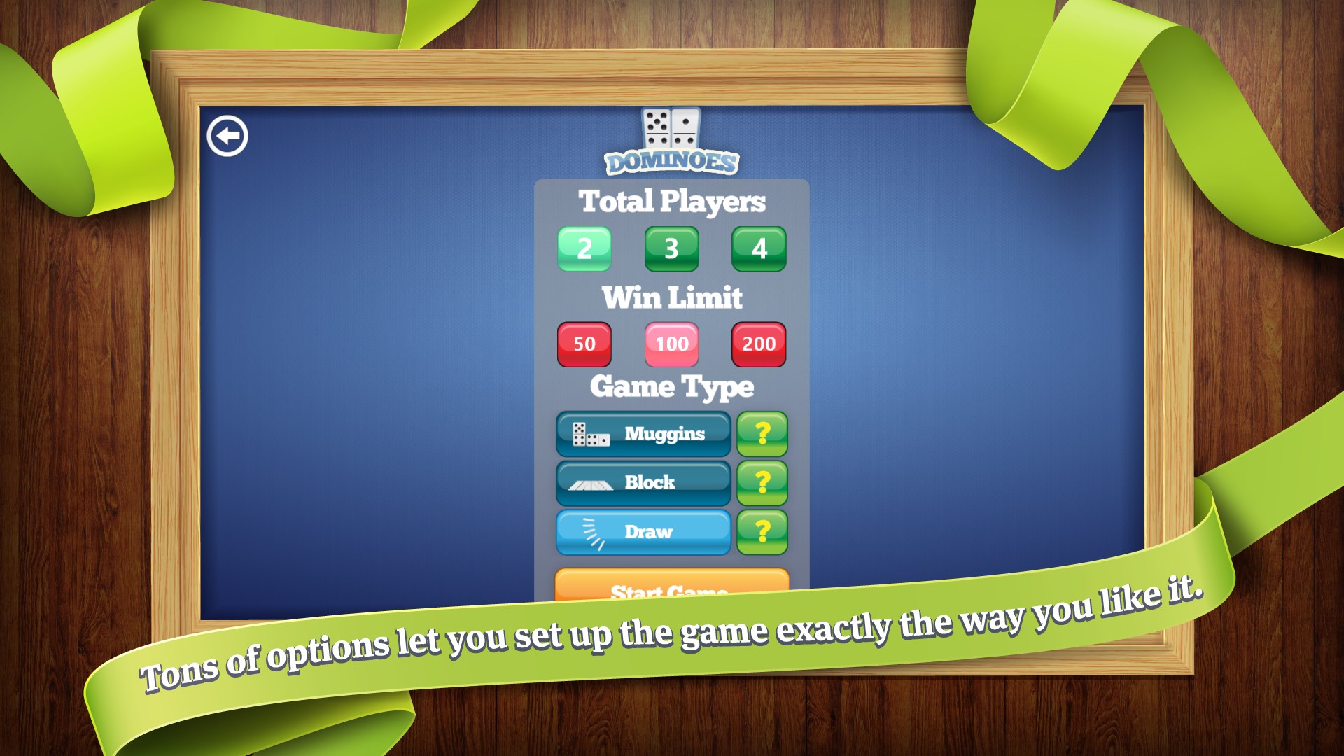 Tons of options let you set up the game exactly the way you like it.