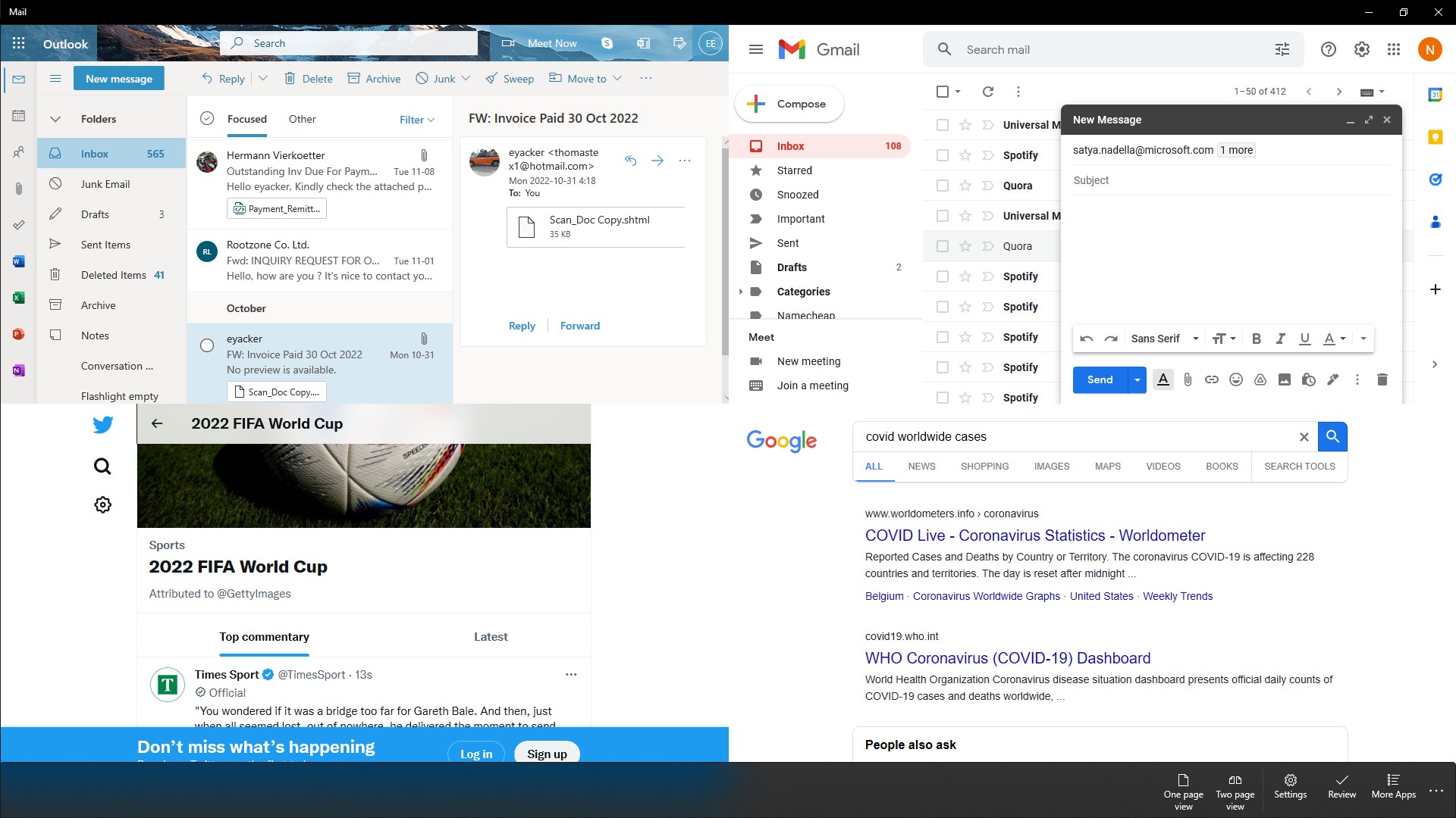 Four page split view mode